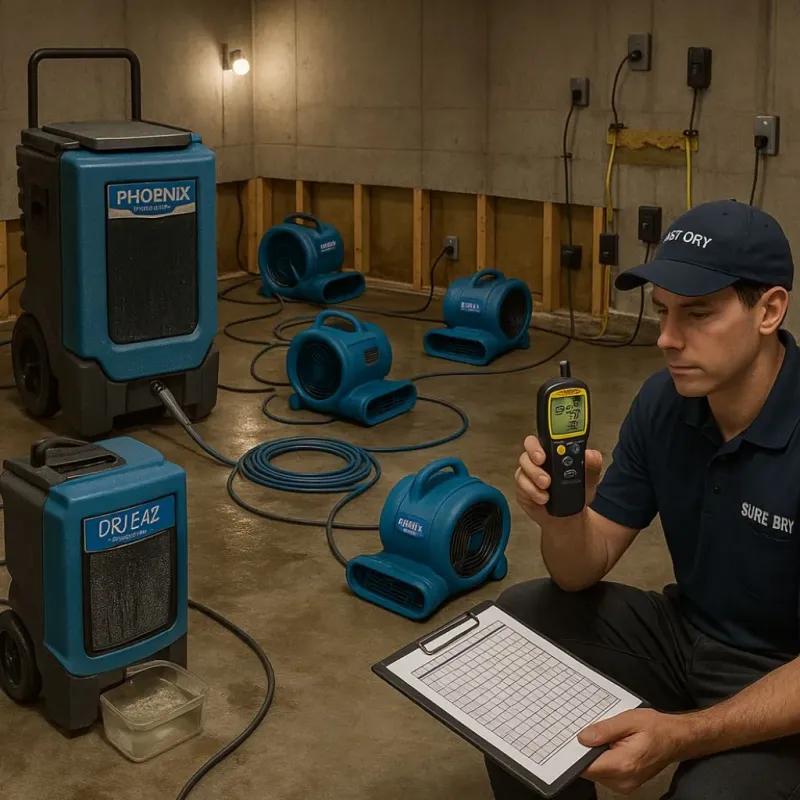 Structural Drying and Dehumidification process in Poway, CA
